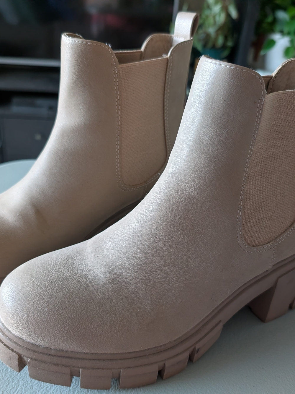 MIA Chunky Chelsea Ankle Boots in Light Taupe